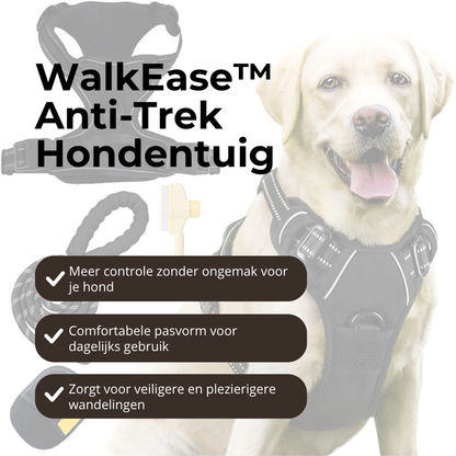 PERFECTWALK Anti-Trek Tuig met Looplijn - Rustiger Wandelen met je hond zonder plotselinge schokken!