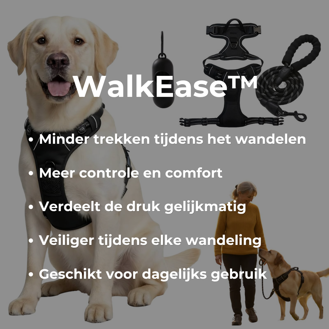 PERFECTWALK Anti-Trek Tuig met Looplijn - Rustiger Wandelen met je hond zonder plotselinge schokken!