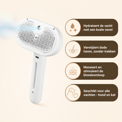 STEAMBRUSH PRO voordelen: koele nevel, ontharen, massage, alle vachten