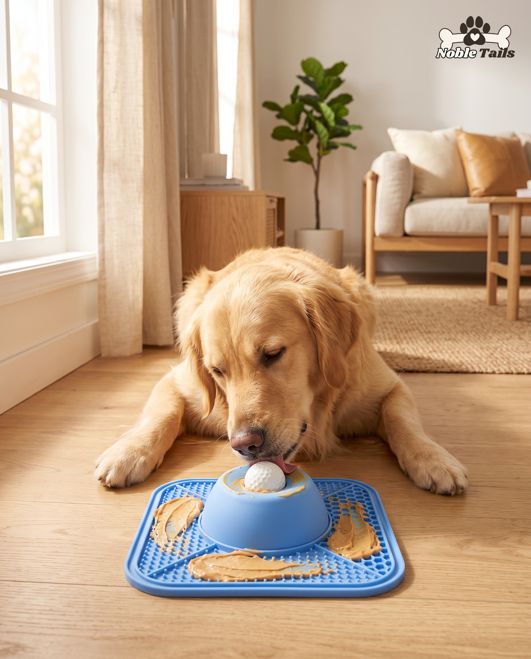 Hond likt rustig de PawZen Kalmerende Likmat