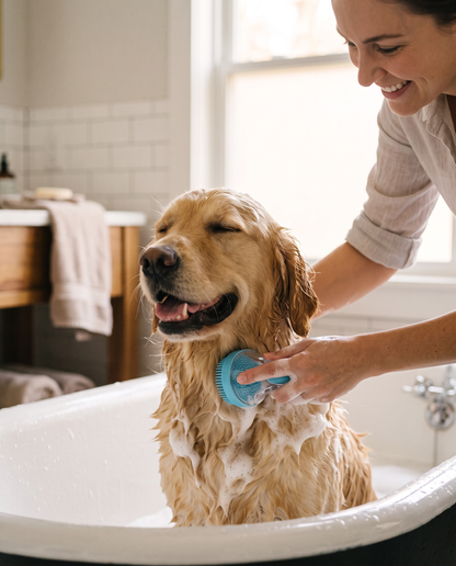 Hond wassen met de SoapBrush Badborstel en schuim