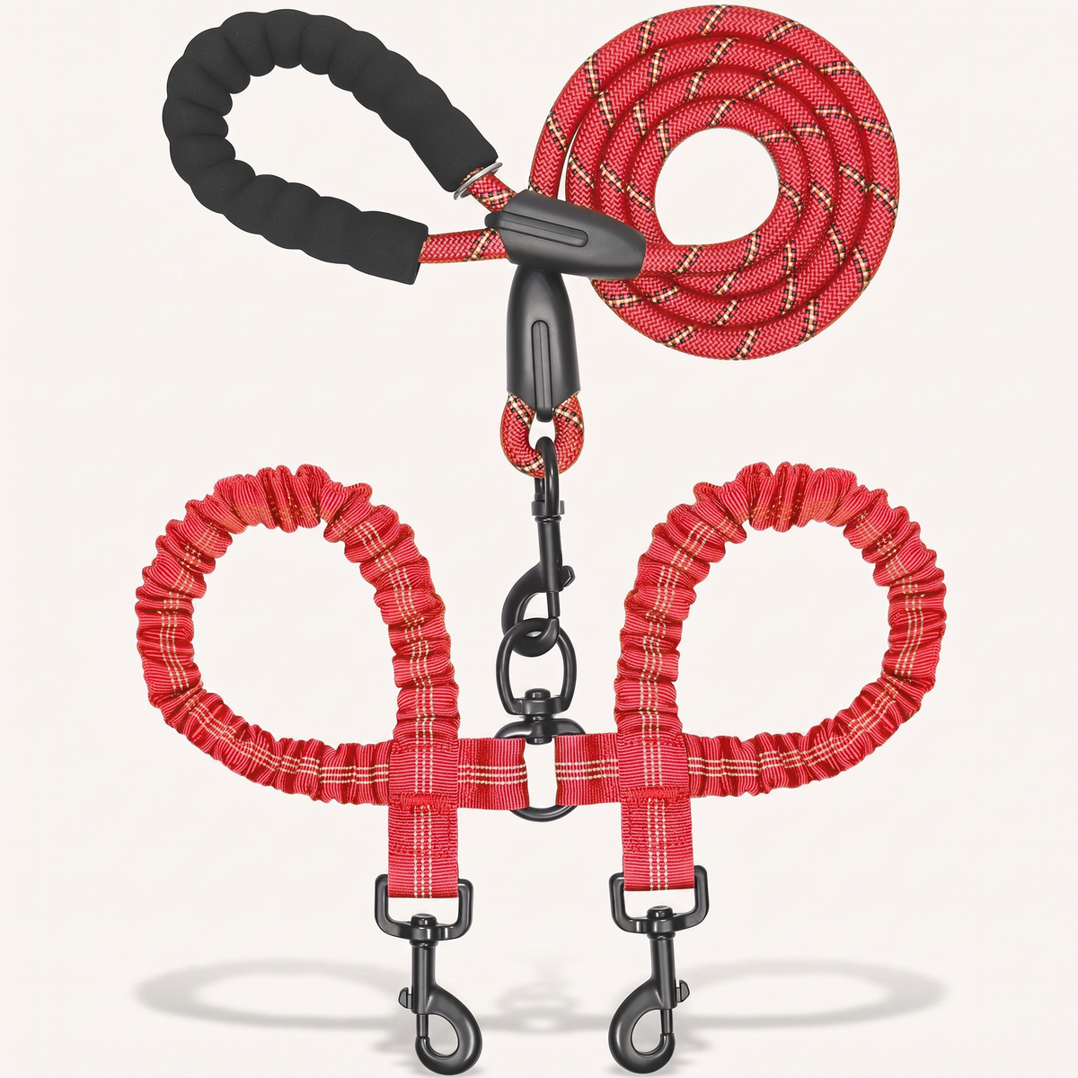 TwinLead Dubbele Hondenriem rood