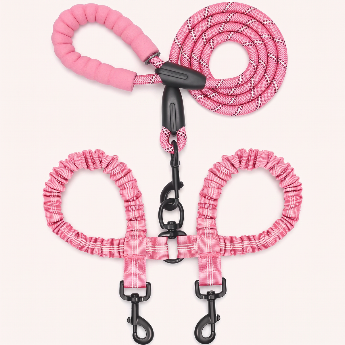 TwinLead Dubbele Hondenriem roze