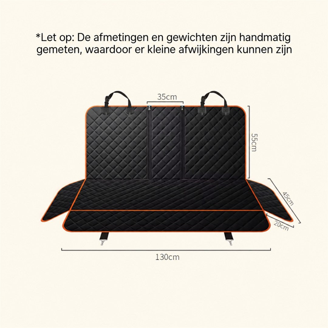 Afmetingen: 130 cm breed, past op de meeste achterbanken