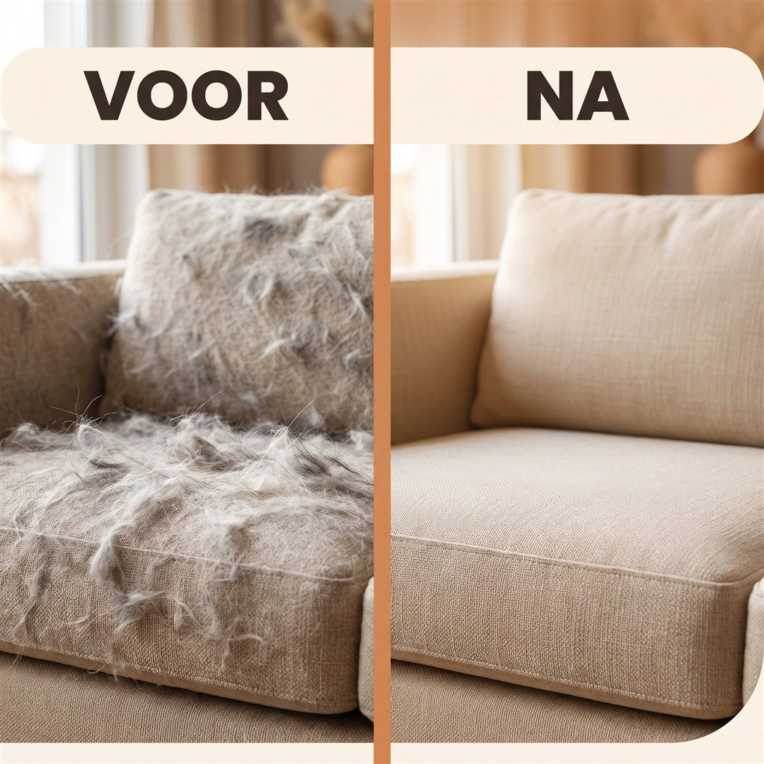 Voor en na: bank vol haar versus schoon