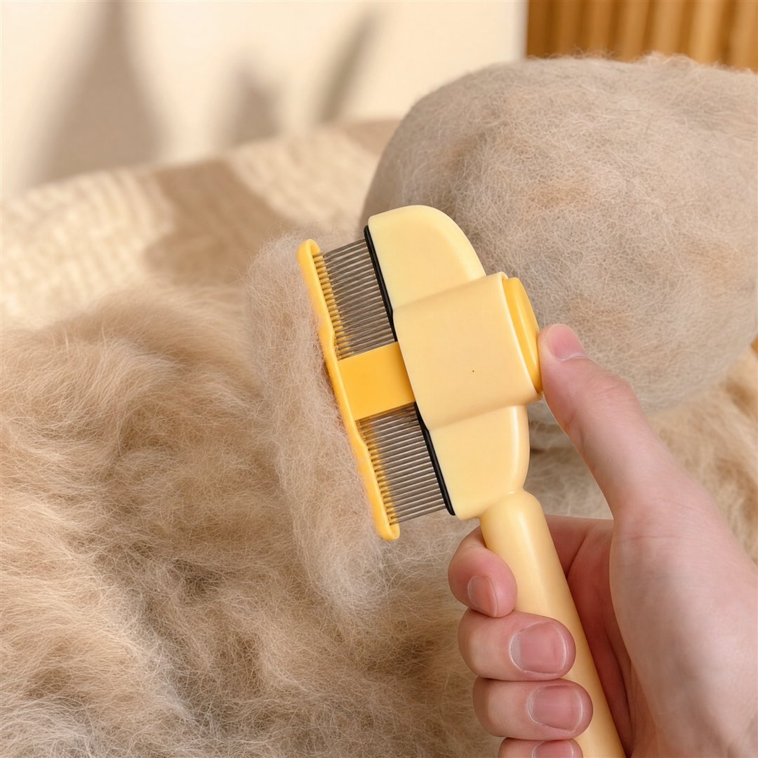 De KNOTAWAY haalt losse haren zacht uit de vacht