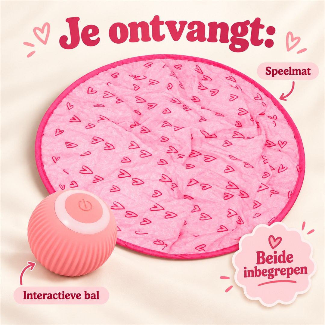 Je ontvangt: roze speelmat + roze interactieve bal