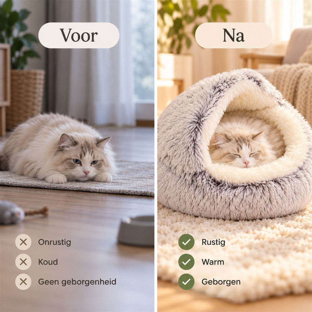 Voor en na: van rusteloos naar rustig en warm